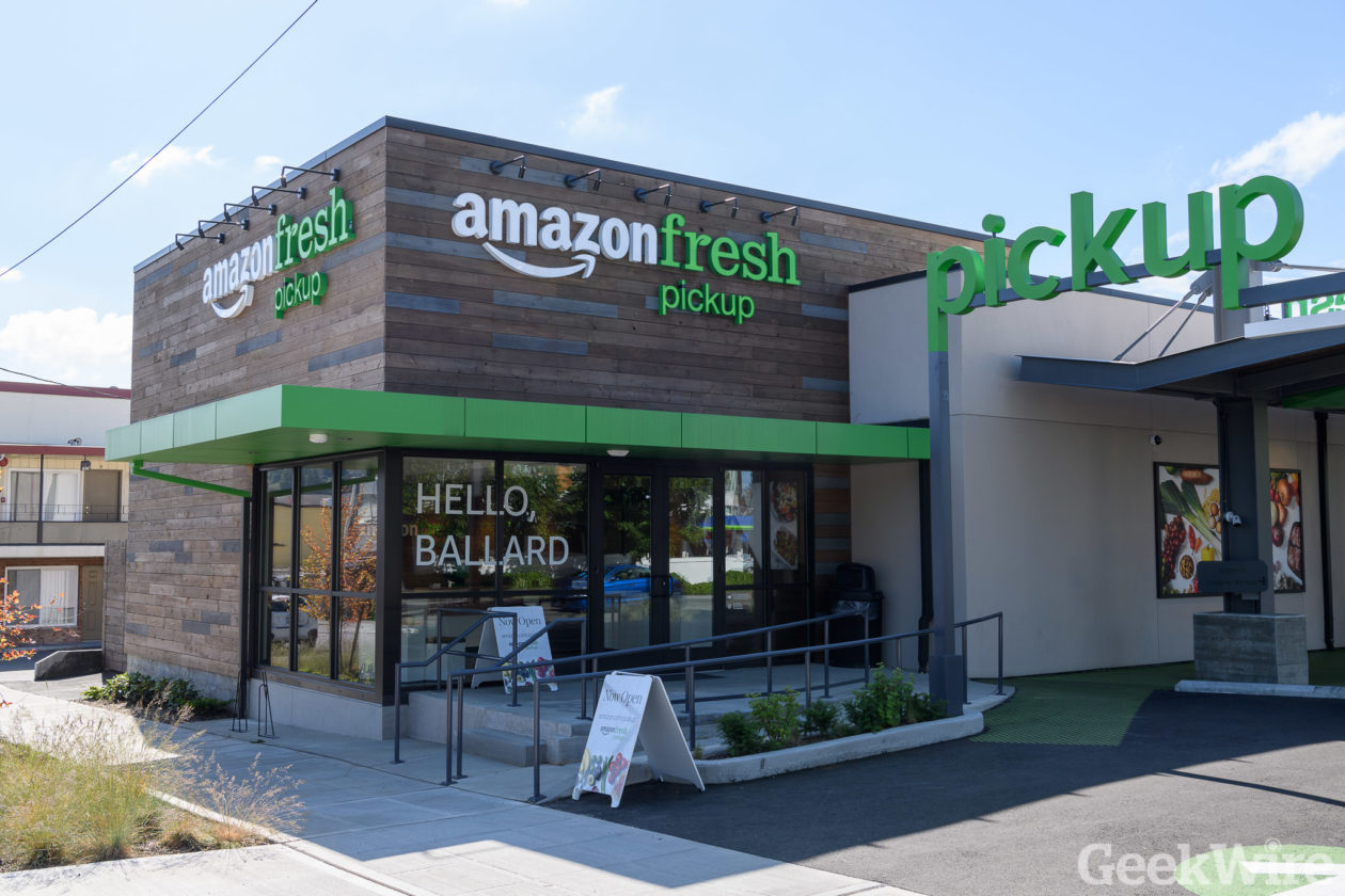 Opening of Amazon Fresh Pickup in Seattle's Ballard neighborhood (GeekWire Photo / Kevin Lisota)